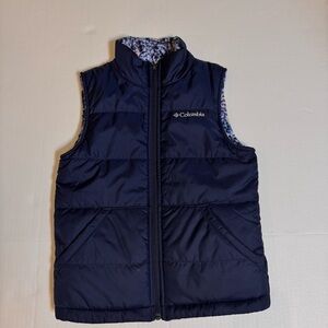 Navy Columbia Reversible Fleece Lined Puffer Vest Women Small Insulated